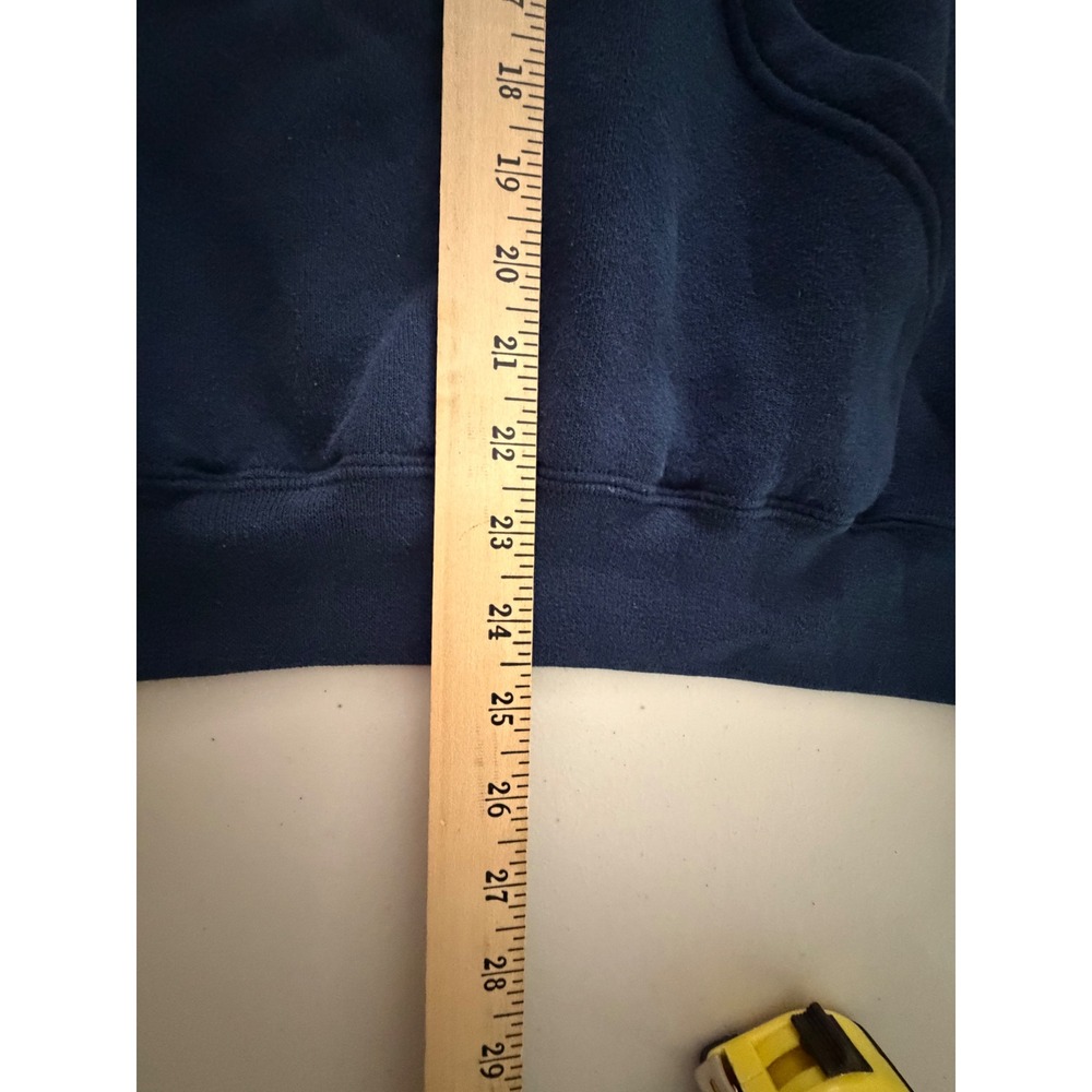 Vintage MJ Soffe US Navy Hoodie Blue Yellow Made in USA Mens Large Pullover - Picture 6 of 9